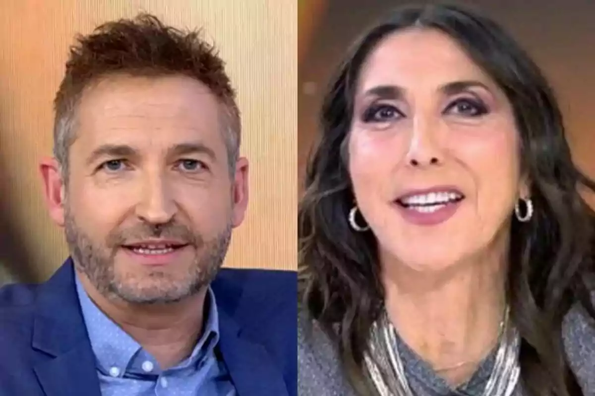Frank Blanco de cabell curt i barba al costat de Paz Padilla de cabell llarg i fosc, tots dos mirant a la càmera de Tardear i somrient.