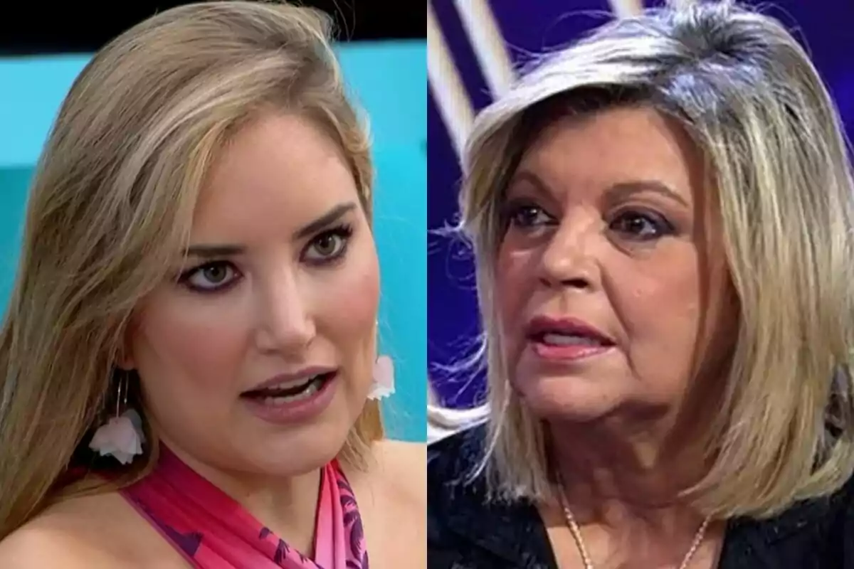 Dos mujeres rubias, Alba Carrillo y Terelu Campos, mirando hacia el frente en un montaje de dos imágenes