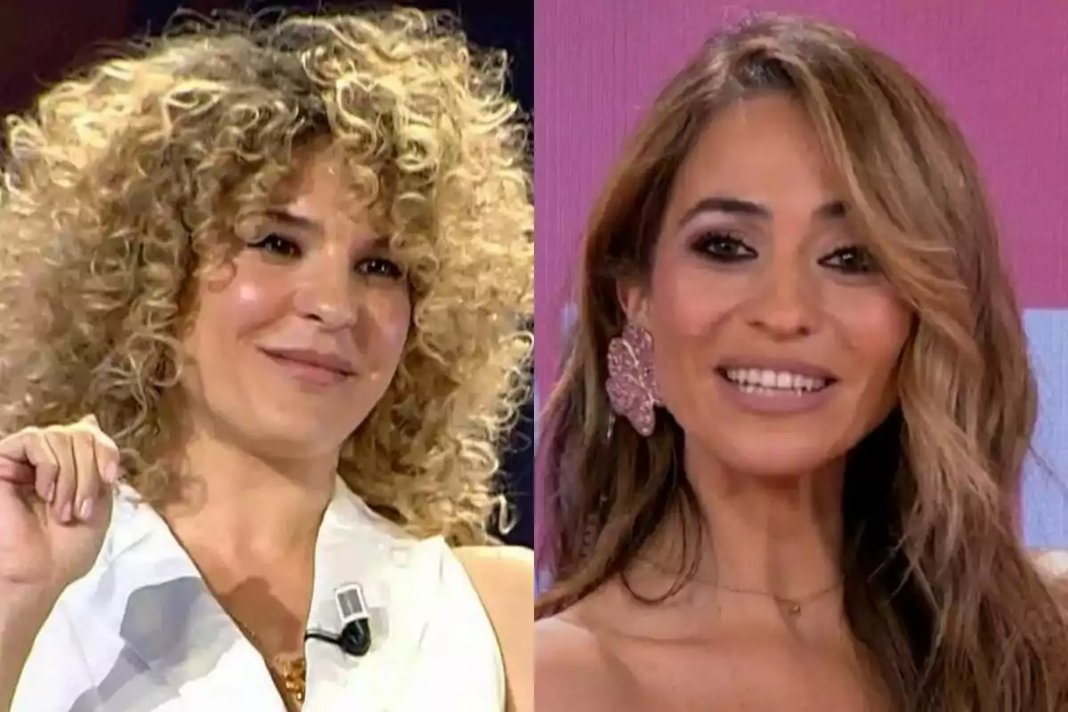 Dos mujeres sonrientes en primer plano, Sheila Casas con cabello rizado rubio y María Verdoy con cabello liso castaño y pendientes grandes en Socialité