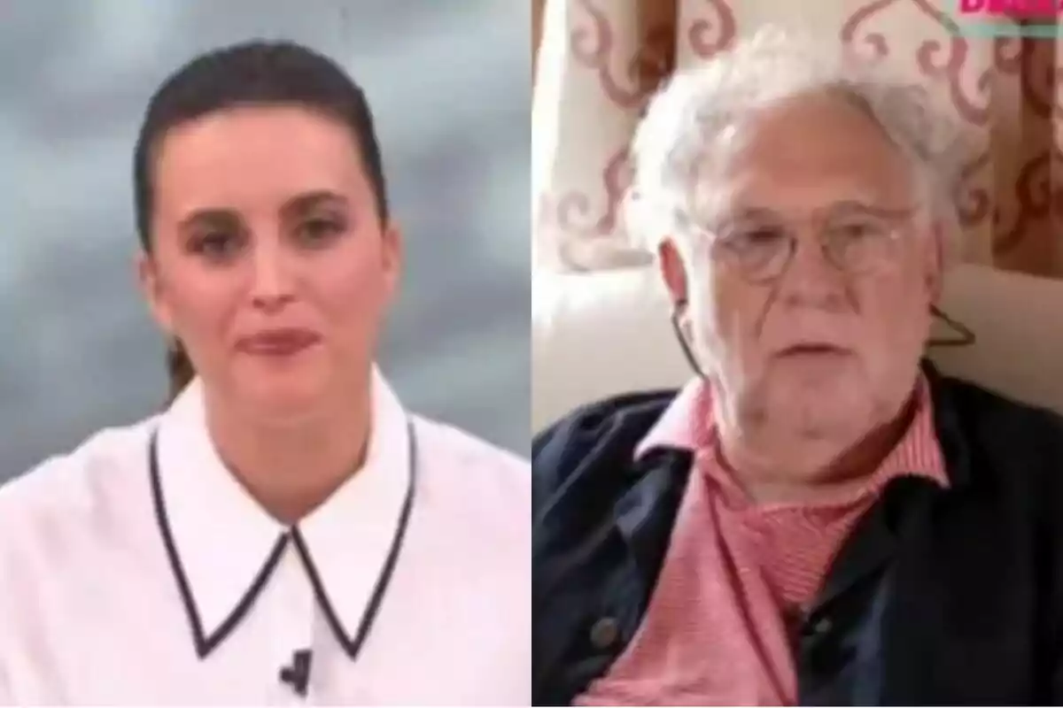 Dos personas aparecen en la imagen, Aida Bao de cabello oscuro recogido y Ernesto Ekaizer mayor con gafas y cabello canoso, ambos mirando hacia la cámara en Malas Lenguas.