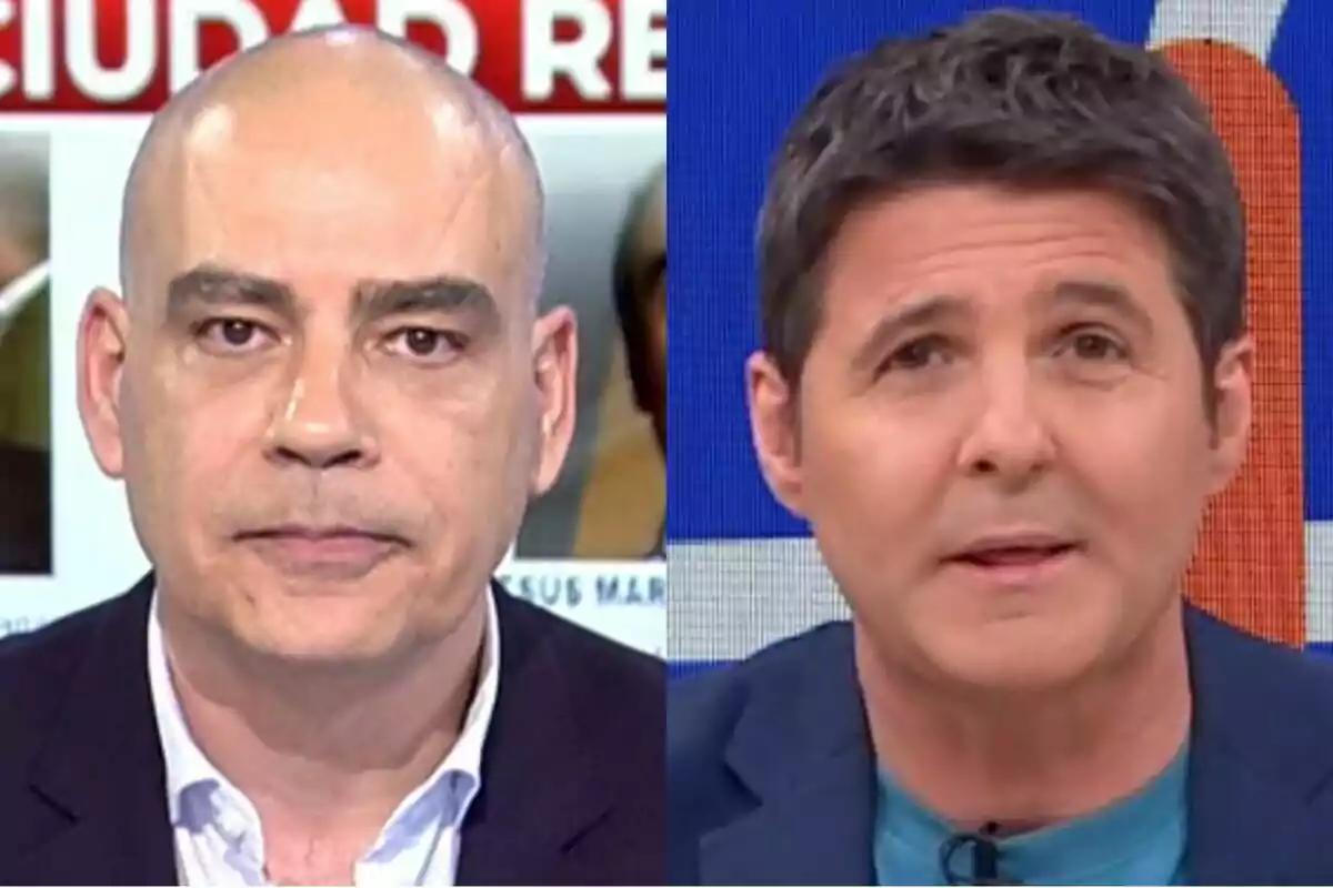Dos homes de mitjana edat apareixen en primer pla, Nacho Abad a En Boca de Todos i Jesús Cintora a Malas Lenguas.