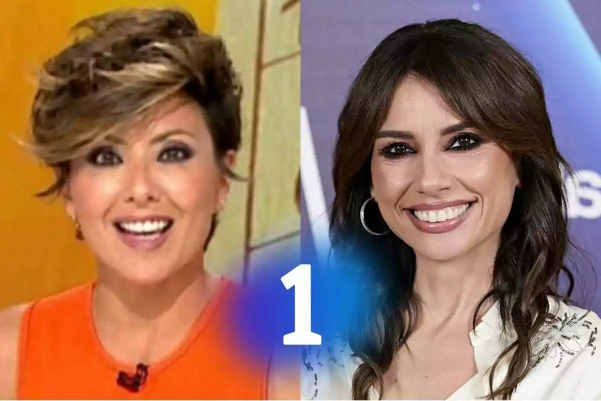 Dues dones somrients apareixen en un muntatge dividit, Sonsoles Ónega amb els cabells curts i rossos portant una brusa taronja i Marta Flich amb els cabells llargs i castanys portant una brusa clara, amb el logotip de La 1 al centre.