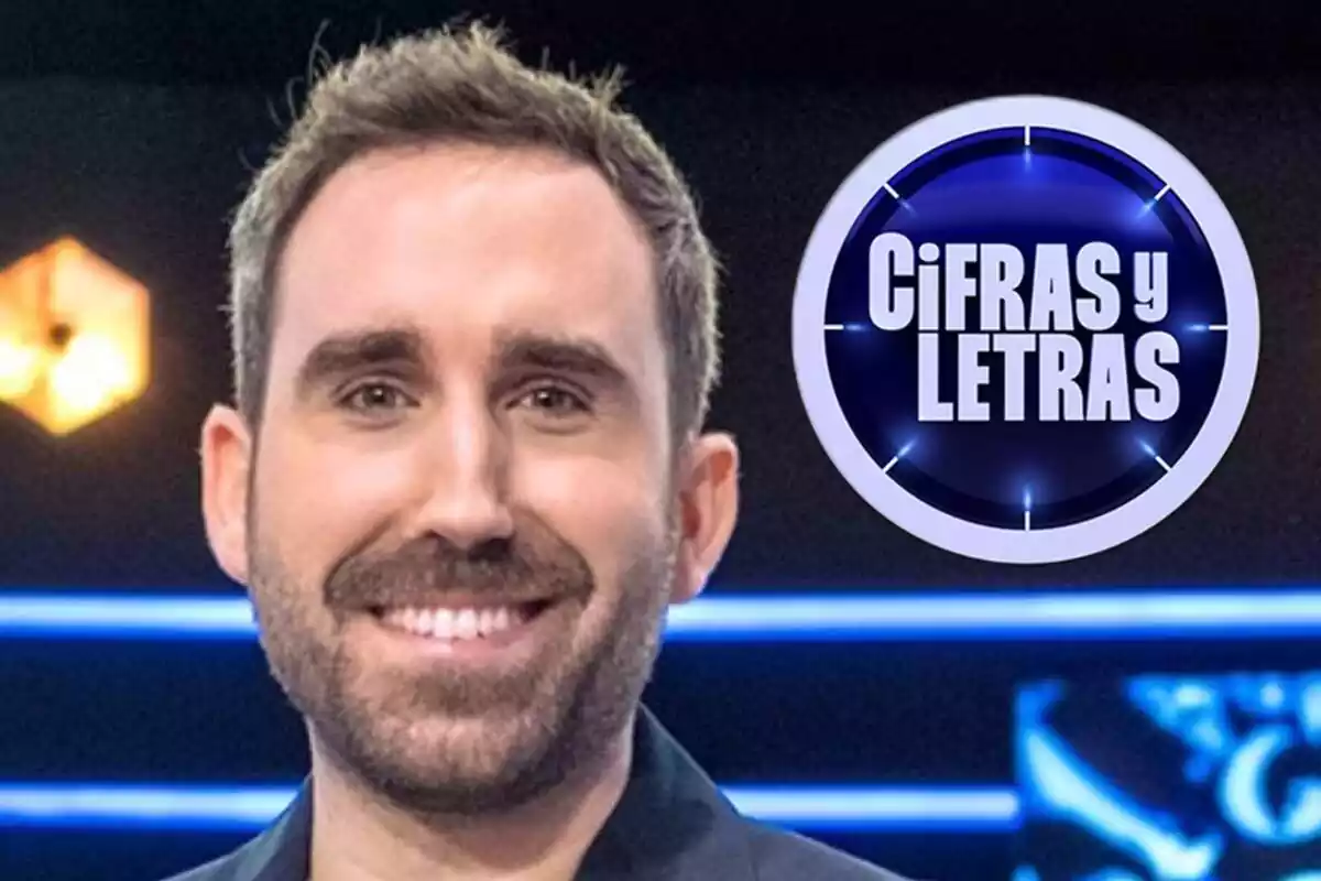 Muntatge d'un primer pla d'Aitor Albizua al costat del logotip de Xifres i Lletres de La 2