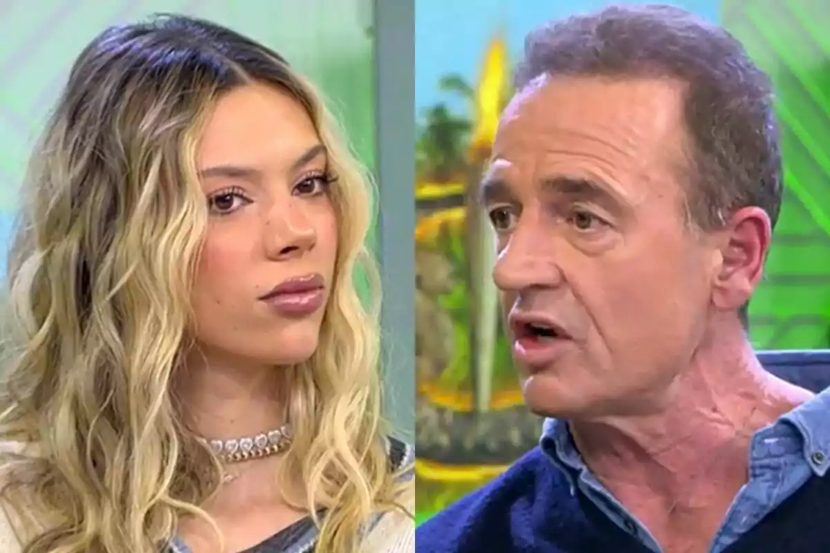 Alejandra Rubio y Alessandro Lequio en Vamos a ver en un entorno colorido.