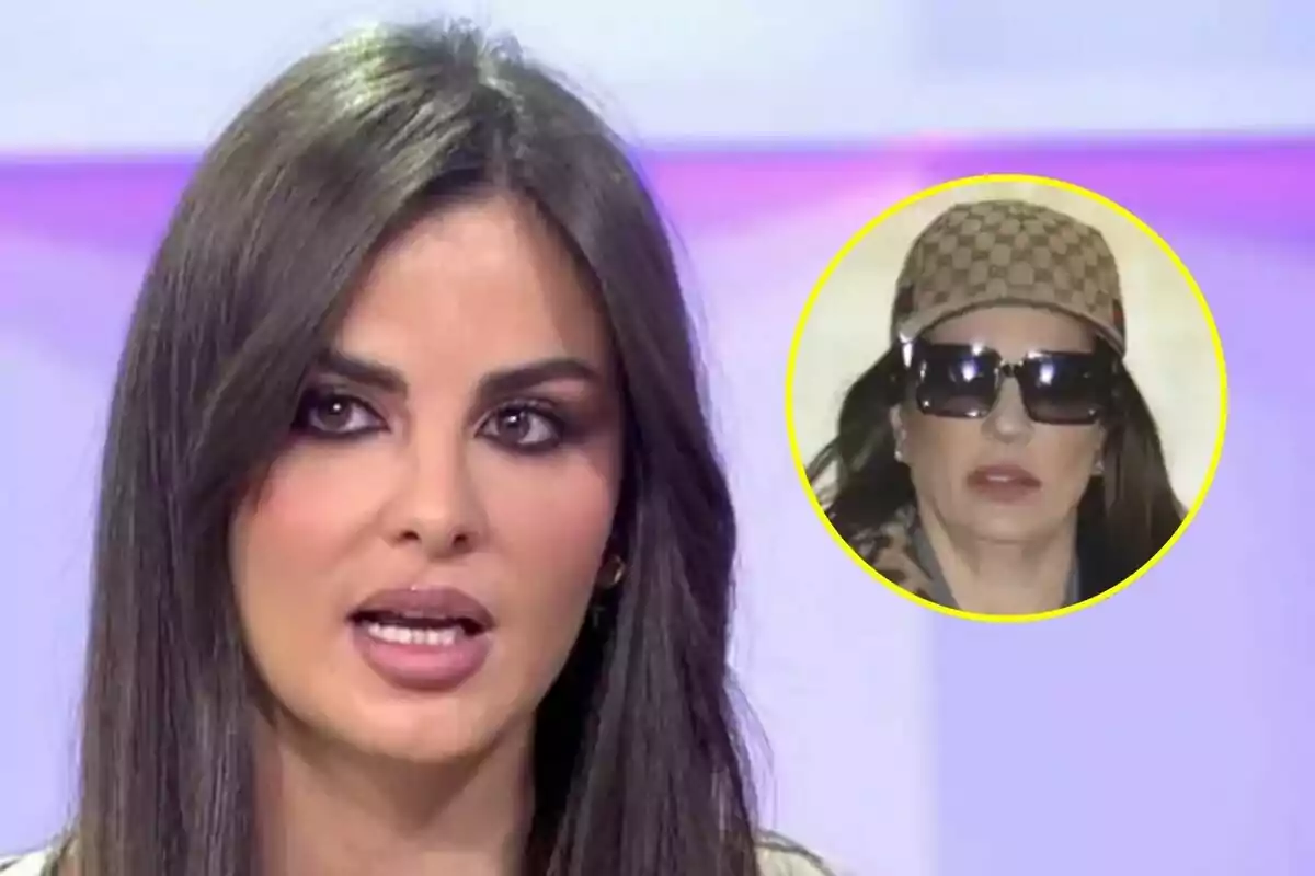 Una dona de cabell fosc parla en un programa de televisió amb una imatge inserida d?una altra dona usant ulleres de sol i una gorra.
