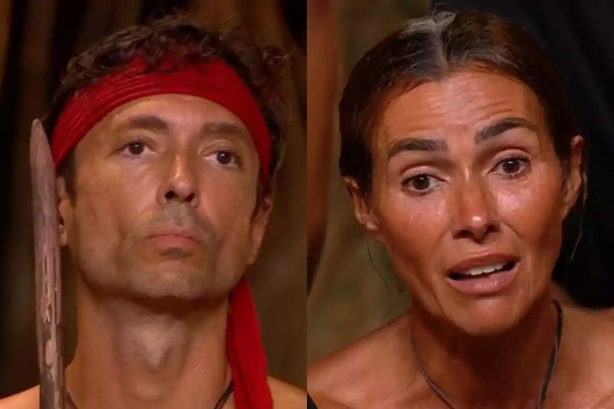 Montaje de Ángel Cristo JR y Arantxa del Sol en una pelea en la palapa de Supervivientes Montaje de Ángel Cristo JR y Arantxa del Sol en una pelea en la palapa de Supervivientes