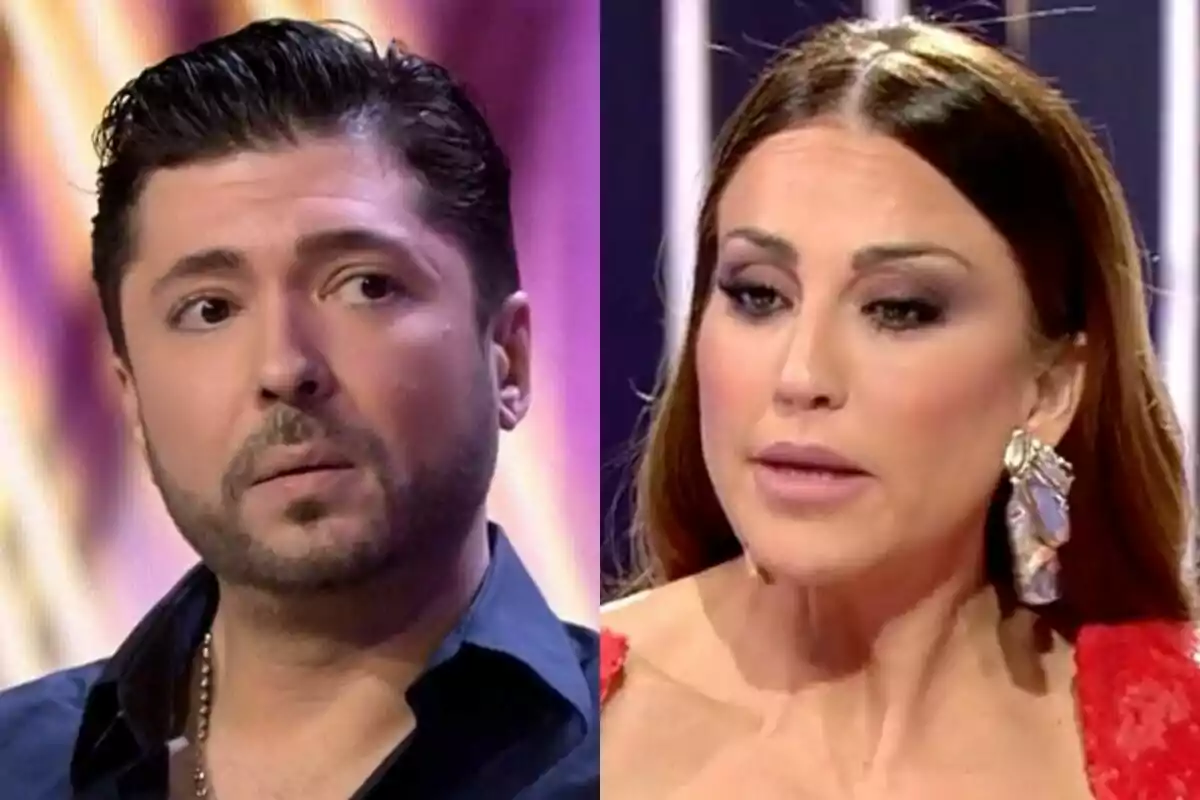 Ángel Cristo JR y Beatriz Archidona en De Viernes con expresiones serias.