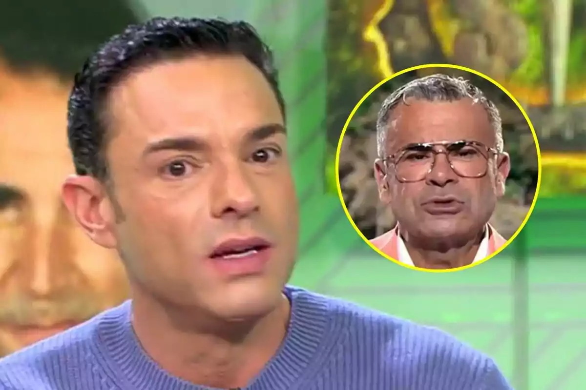 Antonio Rossi con suéter azul aparece en primer plano en Vamos a ver mientras que en la esquina superior derecha hay un recuadro con la imagen de Jorge Javier Vázquez con gafas y chaqueta clara en Supervivientes.