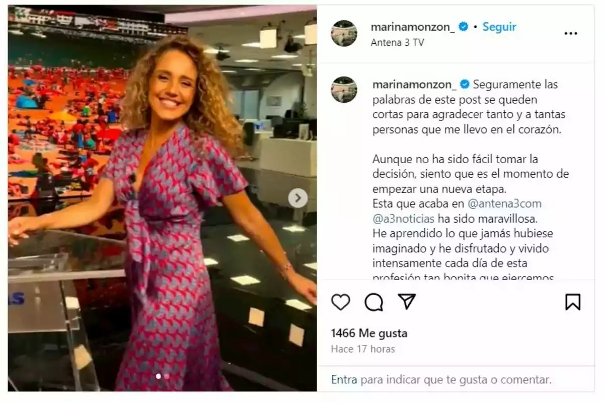 CAPTURA de Marina Monzón en su cuenta de Instagram CAPTURA de Marina Monzón en su cuenta de Instagram