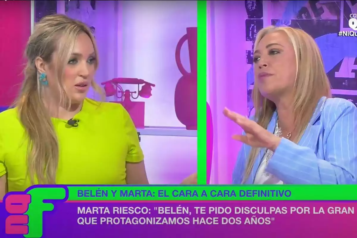 Captura de Marta Riesco y Belén Esteban discutiendo en 'Ni que fuéramos' Captura de Marta Riesco y Belén Esteban discutiendo en 'Ni que fuéramos'