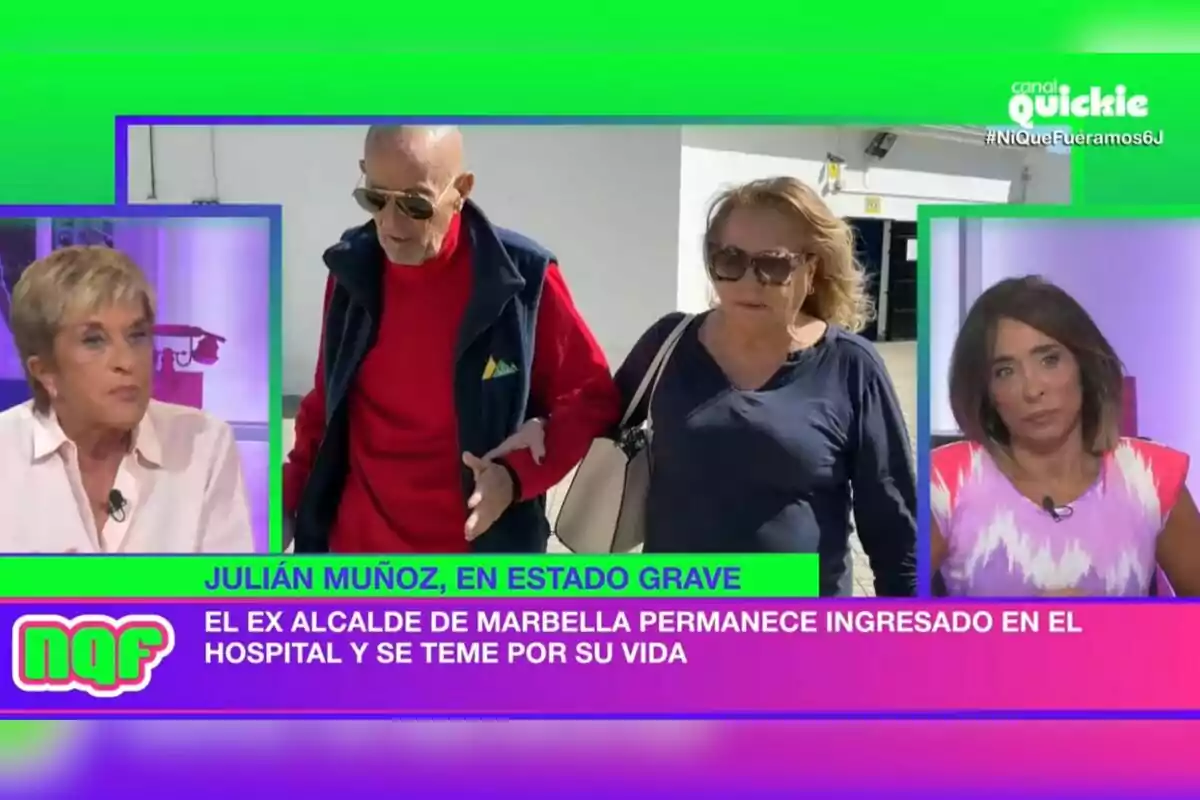 Captura de pantalla del programa 'Ni que fuéramos Shhh' emitido el 6 de junio de 2024 donde aparecen María Patiño y Chelo García-Cortés hablando del estado de salud de Julián Muñoz Captura de pantalla del programa 'Ni que fuéramos Shhh' emitido el 6 de junio de 2024 donde aparecen María Patiño y Chelo García-Cortés hablando del estado de salud de Julián Muñoz