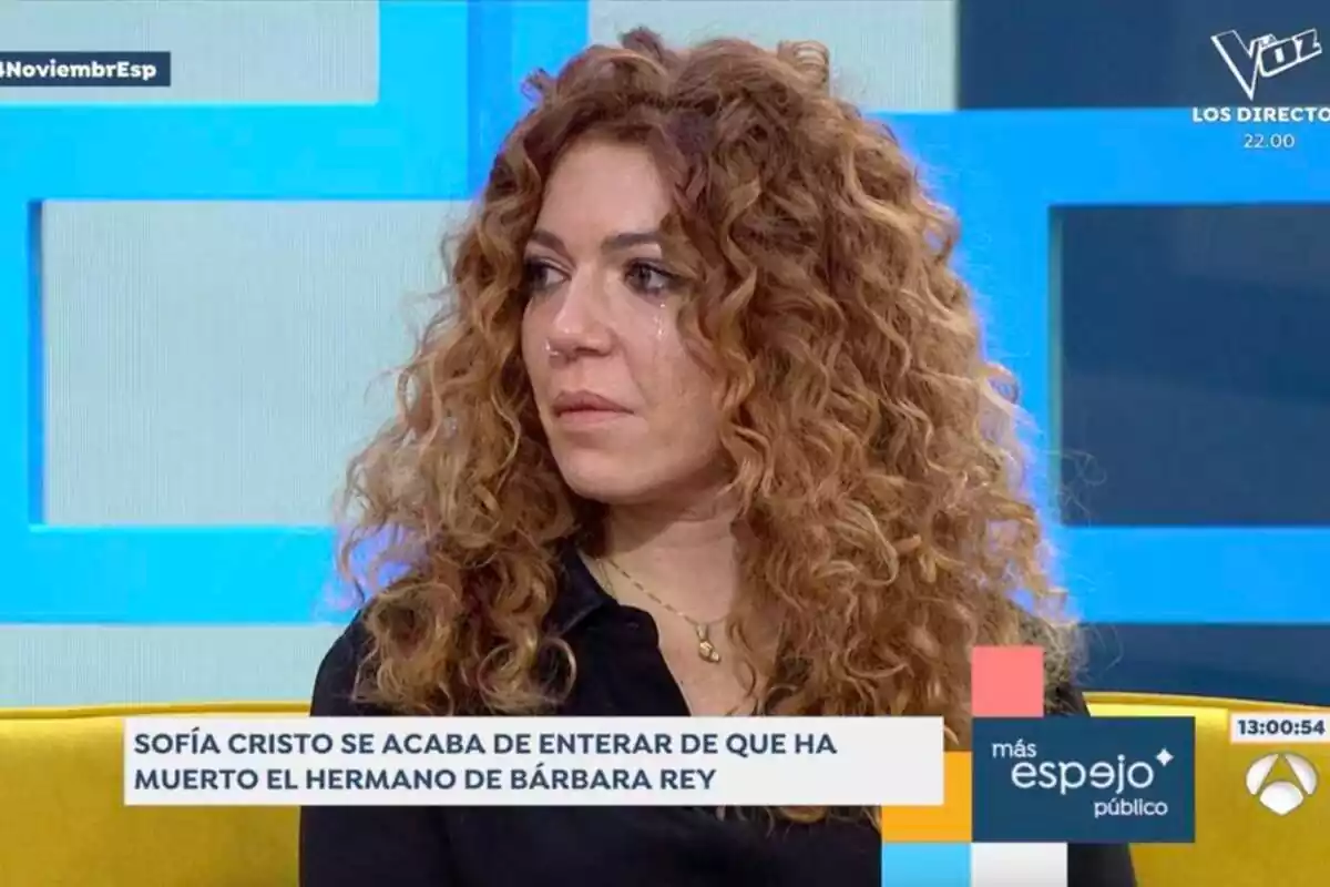Captura de Sofía Cristo llorando en el programa 'Espejo Público' del viernes 24 de noviembre Captura de Sofía Cristo llorando en el programa 'Espejo Público' del viernes 24 de noviembre