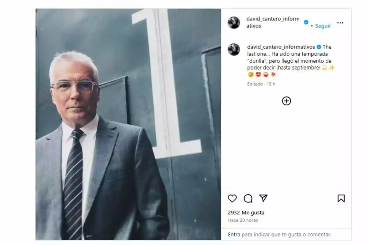 Captura del Instagram de David Cantero Captura del Instagram de David Cantero