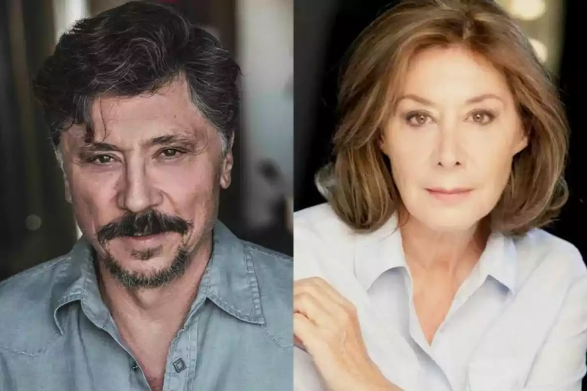Dos personas posando en retratos separados, Carlos Bardem con barba y cabello oscuro a la izquierda y Fiorella Faltoyano con cabello castaño claro a la derecha, ambos con camisas claras. Dos personas posando en retratos separados, Carlos Bardem con barba y cabello oscuro a la izquierda y Fiorella Faltoyano con cabello castaño claro a la derecha, ambos con camisas claras.
