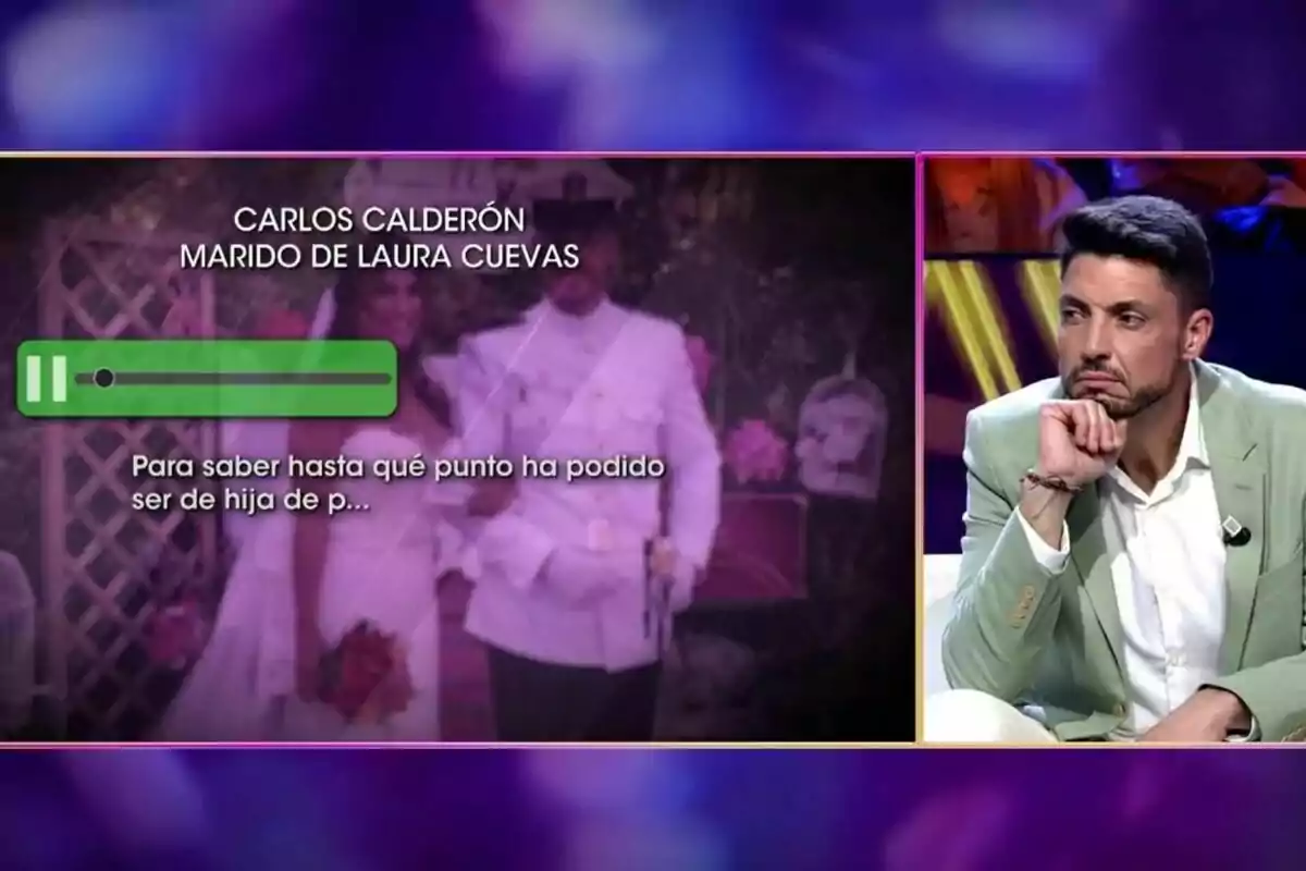 Carlos Calderón a la derecha observando unos mensajes de Whatsapp que muestra De Viernes con un fondo morado. Carlos Calderón a la derecha observando unos mensajes de Whatsapp que muestra De Viernes con un fondo morado.