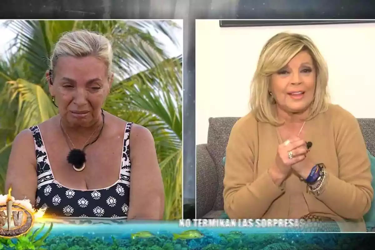 Captura de Carmen Borrego hablando con Terelu Campos en Supervivientes Captura de Carmen Borrego hablando con Terelu Campos en Supervivientes
