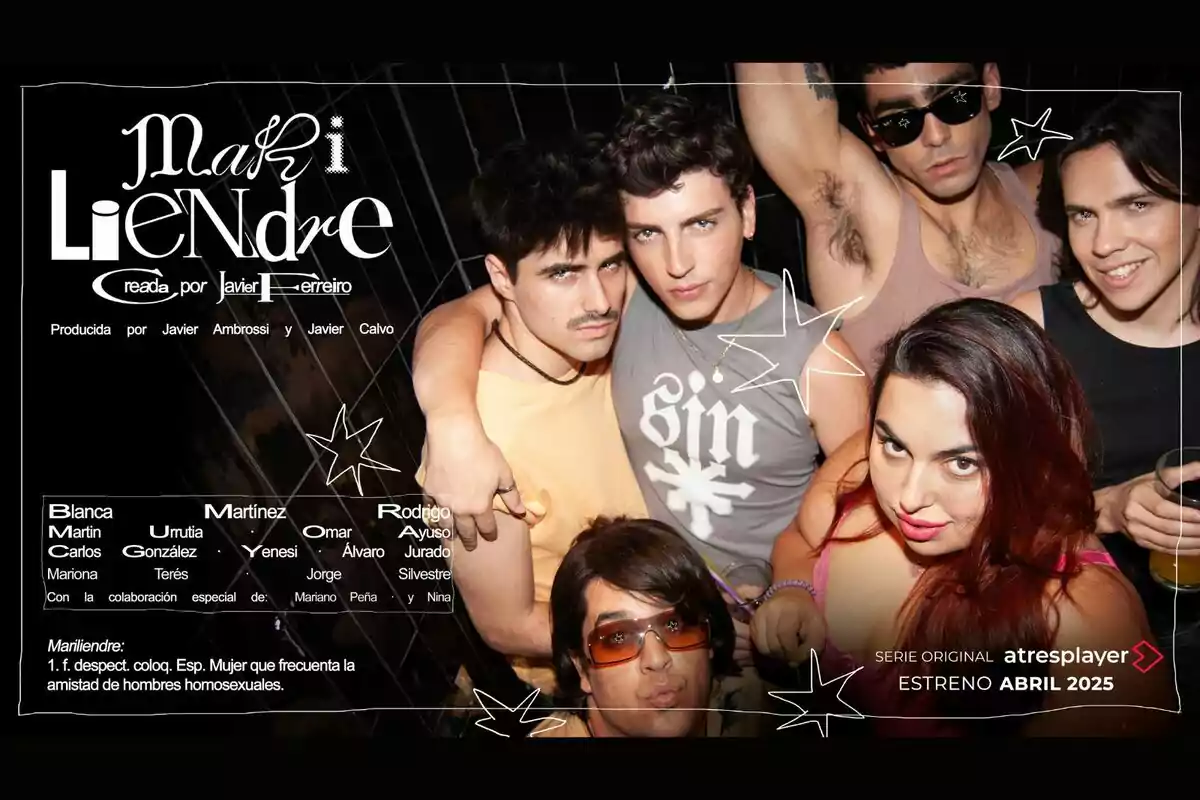 Blanca Martínez, Martin Urrutia, Omar Ayuso, Carlos González, Yenesi i Álvaro Jurado, posant juntes en una imatge promocional d'una sèrie anomenada 