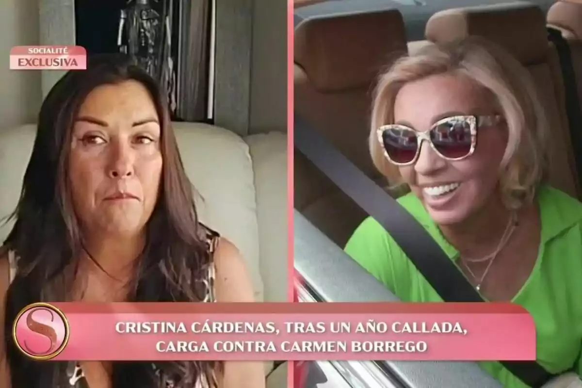 Cristina Cárdenas, després d'un any callada, carrega contra Carmen Borrego, a Socialité, amb imatges de les dues Cristina Cárdenas, després d'un any callada, carrega contra Carmen Borrego, a Socialité, amb imatges de les dues