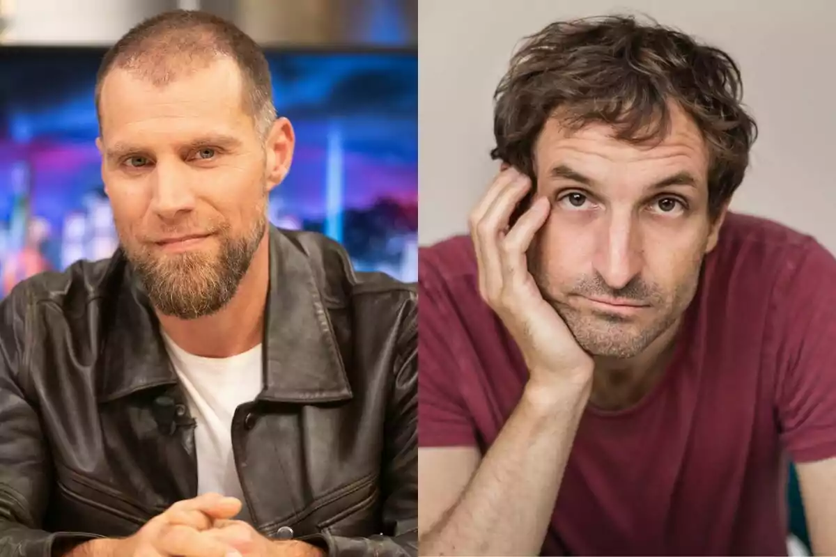 José Manuel Poga y Julián Villagrán posan en un collage; el de la izquierda lleva una chaqueta de cuero y el de la derecha una camiseta roja.