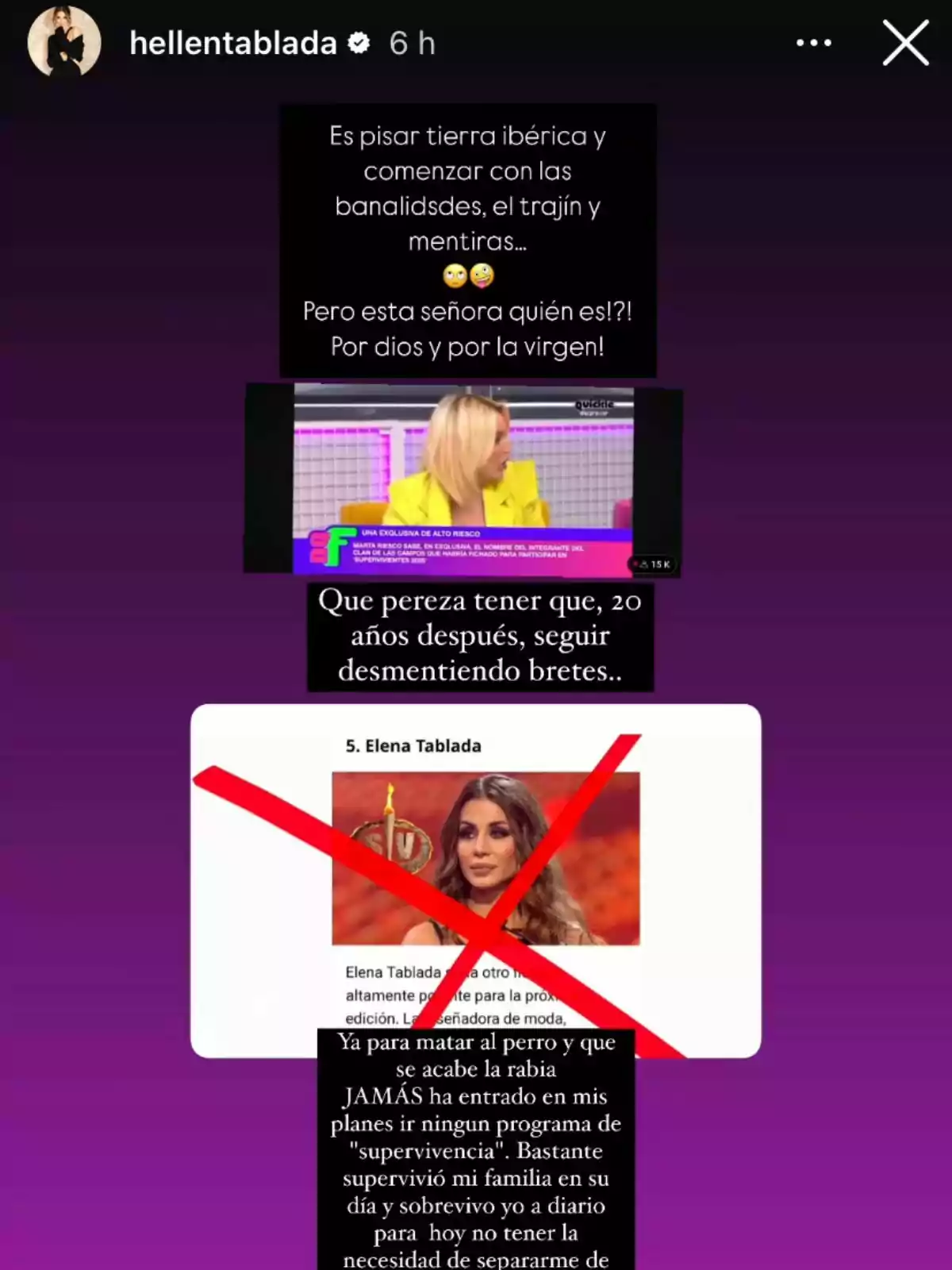 Elena Tablada desmenteix la seva participació a 'Supervivientes' mitjançant un comunicat a les seves xarxes socials.