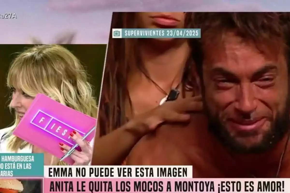 Emma García sonríe mientras sostiene un cuaderno rosa con la palabra Emma García sonríe mientras sostiene un cuaderno rosa con la palabra