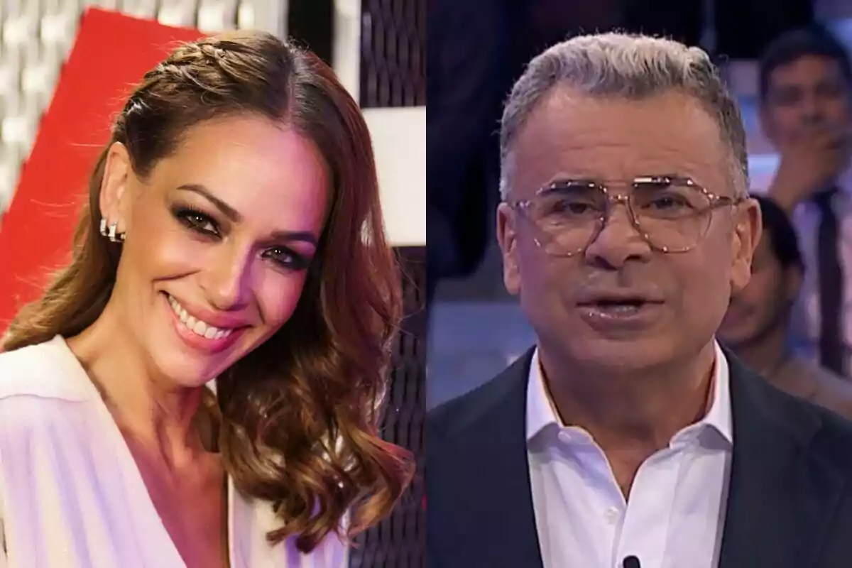 Dues persones posant en un esdeveniment, Eva González somrient amb cabell ondulat a La Voz Kids i Jorge Javier Vázquez amb ulleres i cabell canós a Hay una cosa que te quiero decir.