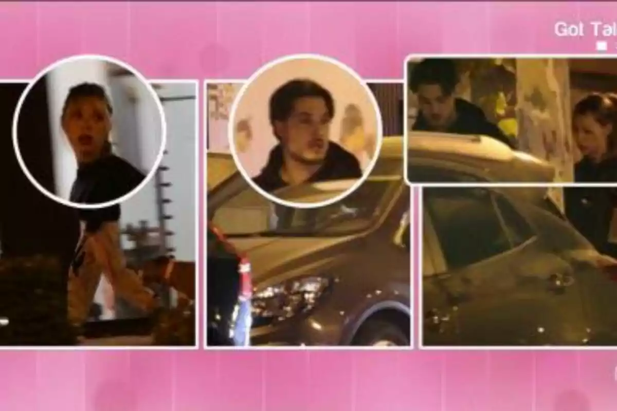 Alejandra Rubio y Carlo Costanzia caminando y subiendo a un automóvil en una serie de imágenes con fondo rosa en el programa Fiesta. Alejandra Rubio y Carlo Costanzia caminando y subiendo a un automóvil en una serie de imágenes con fondo rosa en el programa Fiesta.