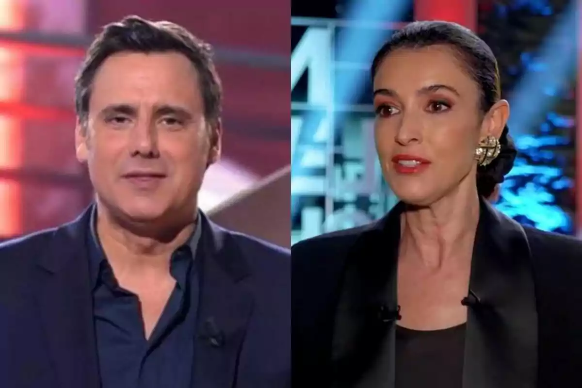 Ion Aramendi en el plató de Gran Hermano a la izquierda y Blanca Romero en Next Level Chef a la derecha. Ion Aramendi en el plató de Gran Hermano a la izquierda y Blanca Romero en Next Level Chef a la derecha.