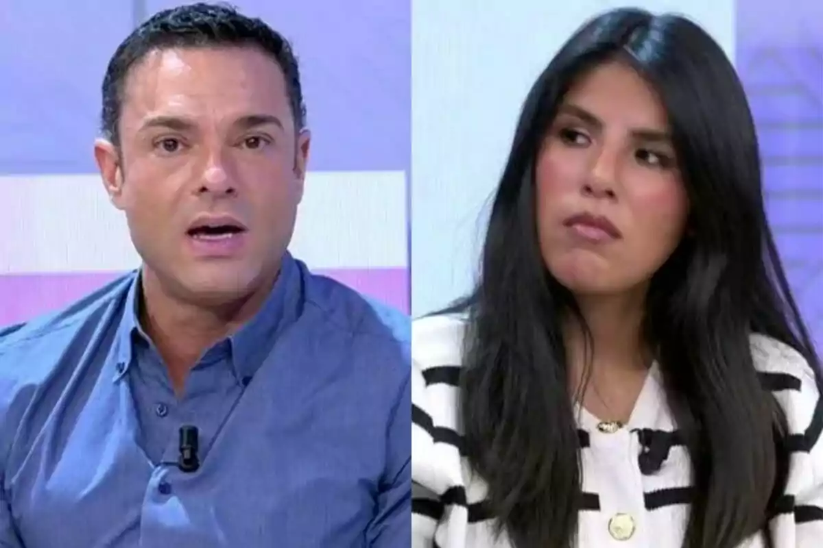 Antonio Rossi con una camisa azul hablando a la izquierda con Isa Pantoja con expresión seria a la derecha, ambos en Vamos a ver. Antonio Rossi con una camisa azul hablando a la izquierda con Isa Pantoja con expresión seria a la derecha, ambos en Vamos a ver.