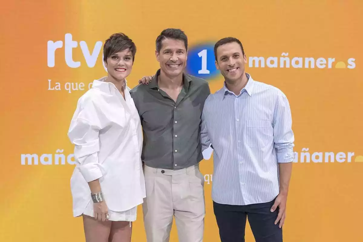Jaime Cantizano, Marc Santandreu y Miriam Moreno en la presentación de Mañaneros de La 1 Jaime Cantizano, Marc Santandreu y Miriam Moreno en la presentación de Mañaneros de La 1