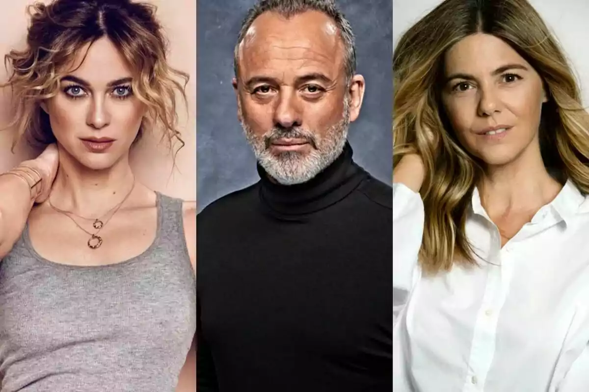 Javier Gutiérrez, Marta Hazas y Manuela Velasco posando en un collage como protagonistas de La Agencia, cada una con un fondo diferente. Javier Gutiérrez, Marta Hazas y Manuela Velasco posando en un collage como protagonistas de La Agencia, cada una con un fondo diferente.