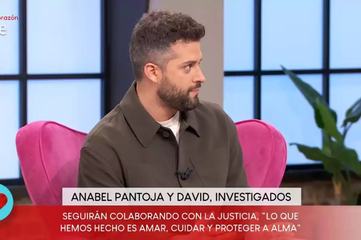 Javier de Hoyos, con barba y cabello corto, sentado en un sillón rosa en 'D Corazón' Javier de Hoyos, con barba y cabello corto, sentado en un sillón rosa en 'D Corazón'