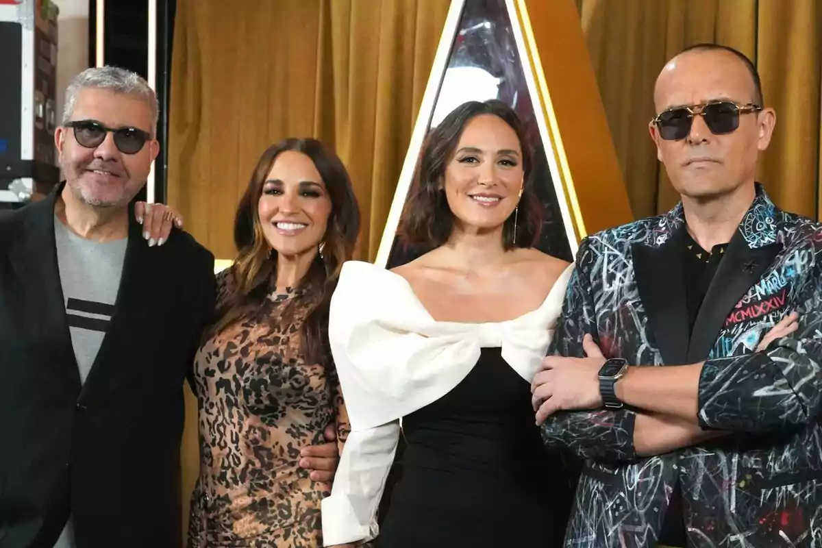 Florentino Fernández, Paula Echevarría, Tamara Falcó i Risto Mejide posen durant la presentació de la desena temporada de 'Got Talent España', el 20 de juny del 2024, a Madrid Florentino Fernández, Paula Echevarría, Tamara Falcó i Risto Mejide posen durant la presentació de la desena temporada de 'Got Talent España', el 20 de juny del 2024, a Madrid