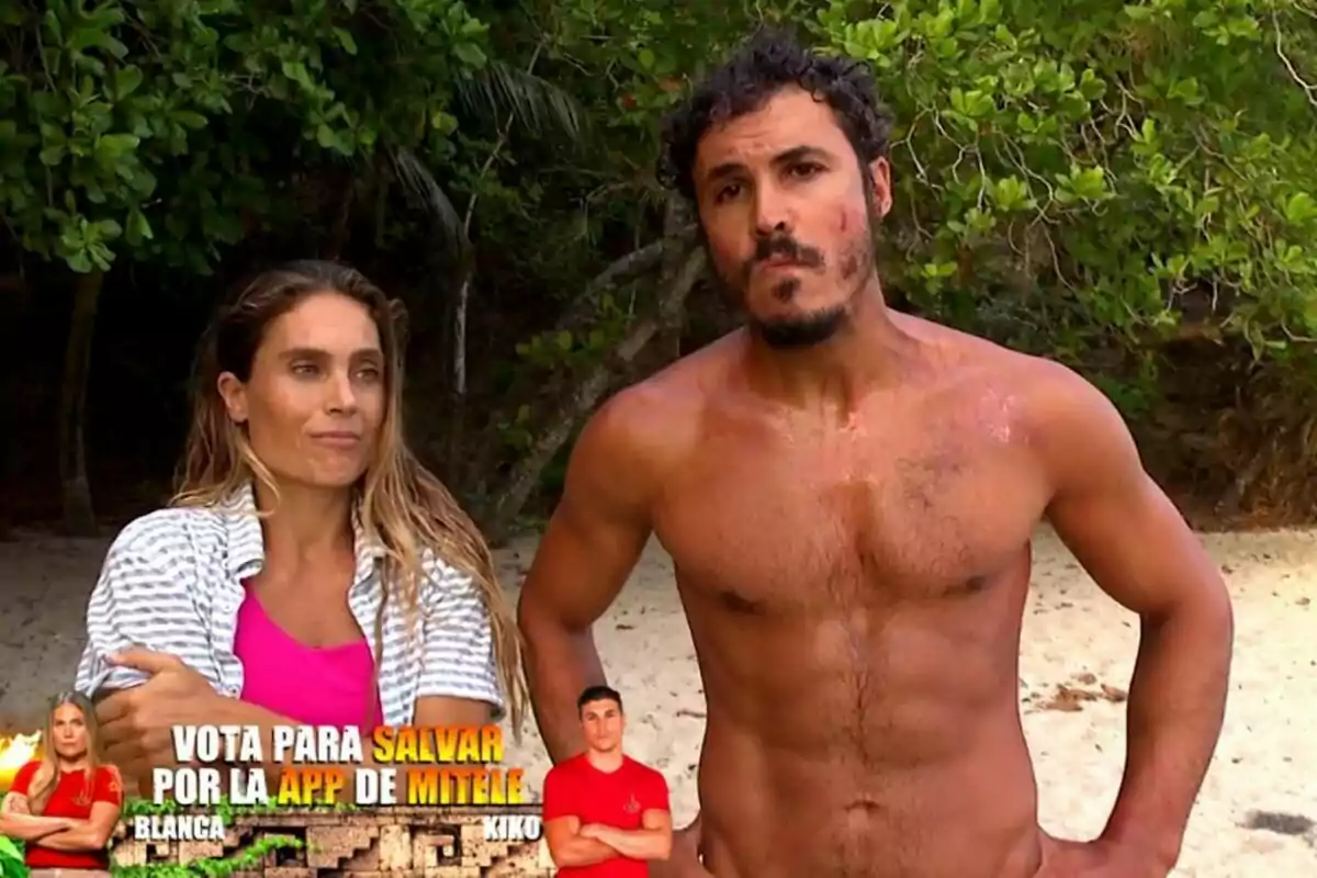 Captura de Kiko Jiménez enfadado junto a Blanca Manchón en la isla de Supervivientes Captura de Kiko Jiménez enfadado junto a Blanca Manchón en la isla de Supervivientes