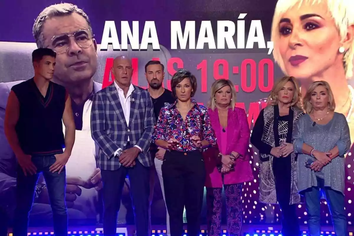 Kiko Jiménez, Kiko Matamoros, Rafa Mora, Adela González, Terelu Campos, Lydia Lozano y Carmen Borrego, todos con rostros serios, de pie en el centro del plató de ‘Sálvame’ Kiko Jiménez, Kiko Matamoros, Rafa Mora, Adela González, Terelu Campos, Lydia Lozano y Carmen Borrego, todos con rostros serios, de pie en el centro del plató de ‘Sálvame’