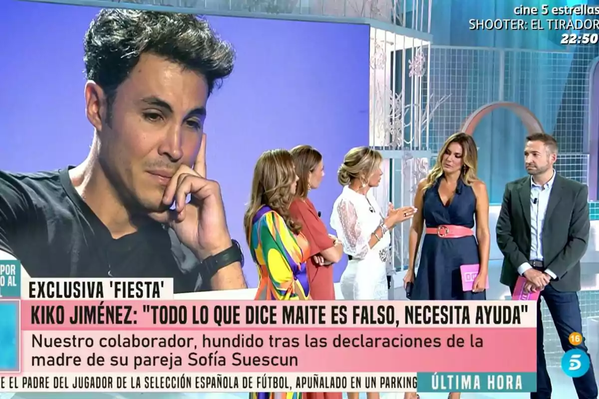A la imatge es mostra a Kiko Jiménez pensatiu en primer pla al plató de Festa, mentre que al fons hi ha un grup format per Frank Blanco, Marisa Martín Blázquez o Verónica Dulanto A la imatge es mostra a Kiko Jiménez pensatiu en primer pla al plató de Festa, mentre que al fons hi ha un grup format per Frank Blanco, Marisa Martín Blázquez o Verónica Dulanto