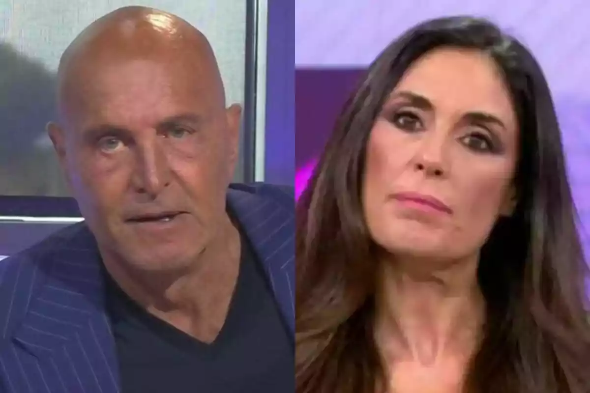 Kiko Matamoros con expresión de enfado en Ni que fuéramos a la izquierda e Isabel Rábago con expresión seria en Vamos a ver a la derecha.
