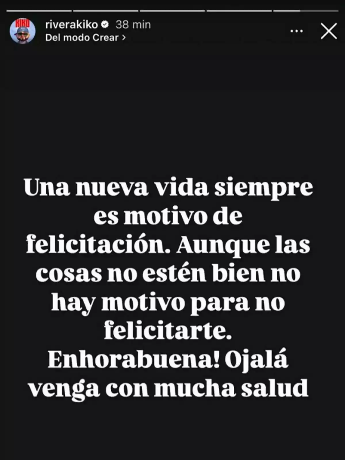 Texto de Instagram de Kiko Rivera en fondo negro que dice: Texto de Instagram de Kiko Rivera en fondo negro que dice: