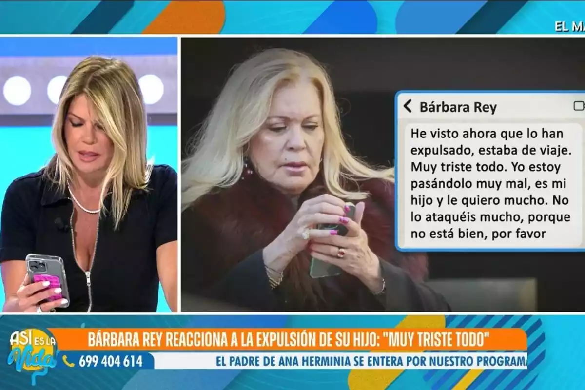 Captura de Makoke leyendo un mensaje de Bárbara Rey en Así es la vida Captura de Makoke leyendo un mensaje de Bárbara Rey en Así es la vida