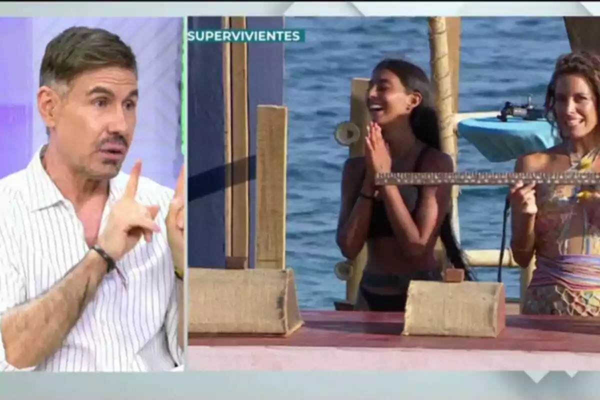 Captura de Miguel Ángel Nicolás en Vamos a ver con una imagen de Marieta Díaz y Laura Madrueño en Supervivientes Captura de Miguel Ángel Nicolás en Vamos a ver con una imagen de Marieta Díaz y Laura Madrueño en Supervivientes