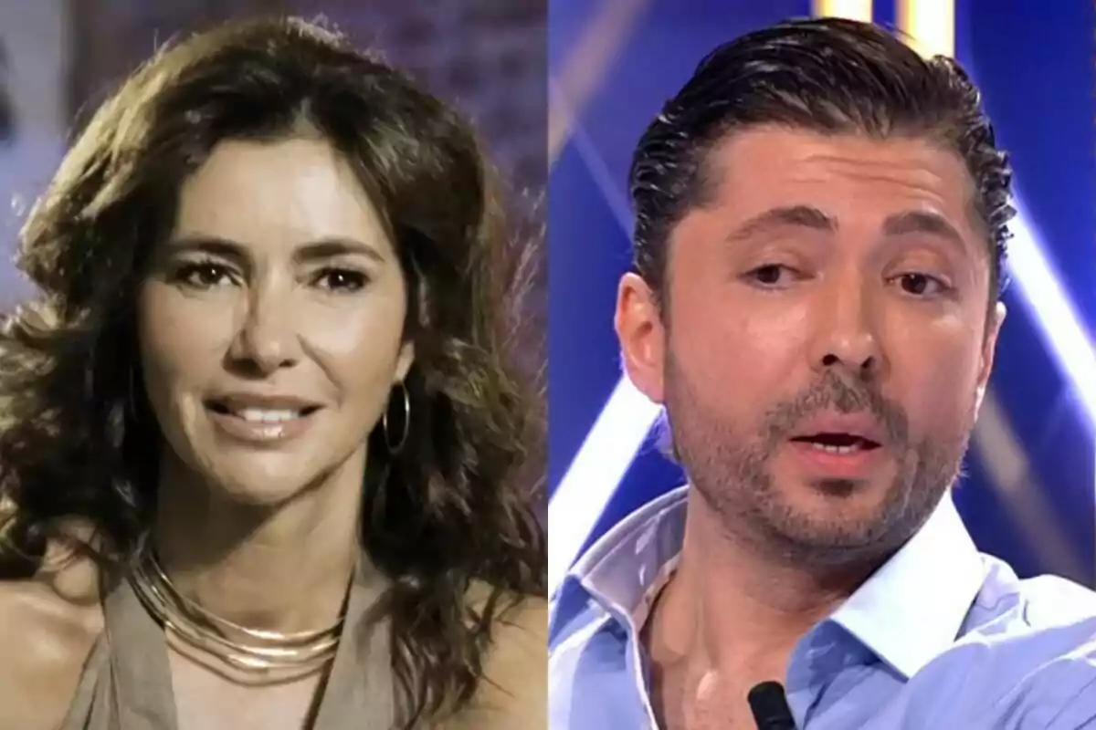 Montaje de Arantxa del Sol a la izquierda y Ángel Cristo JR a la derecha en el plató de De Viernes Montaje de Arantxa del Sol a la izquierda y Ángel Cristo JR a la derecha en el plató de De Viernes