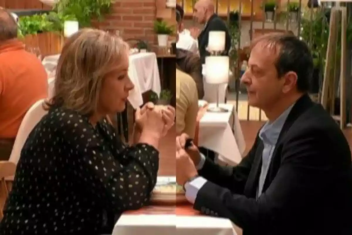 Montaje de Eli y Kiko mientras cenan en 'First Dates' Montaje de Eli y Kiko mientras cenan en 'First Dates'