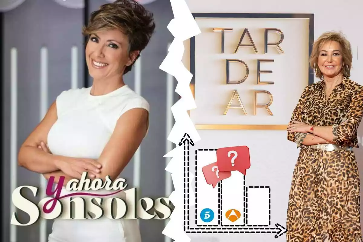 Muntatge de fotos de la foto promocional del programa 'Y ahora Sonsoles' d'Antena 3 i del programa 'TardeAR' de Telecinco Muntatge de fotos de la foto promocional del programa 'Y ahora Sonsoles' d'Antena 3 i del programa 'TardeAR' de Telecinco