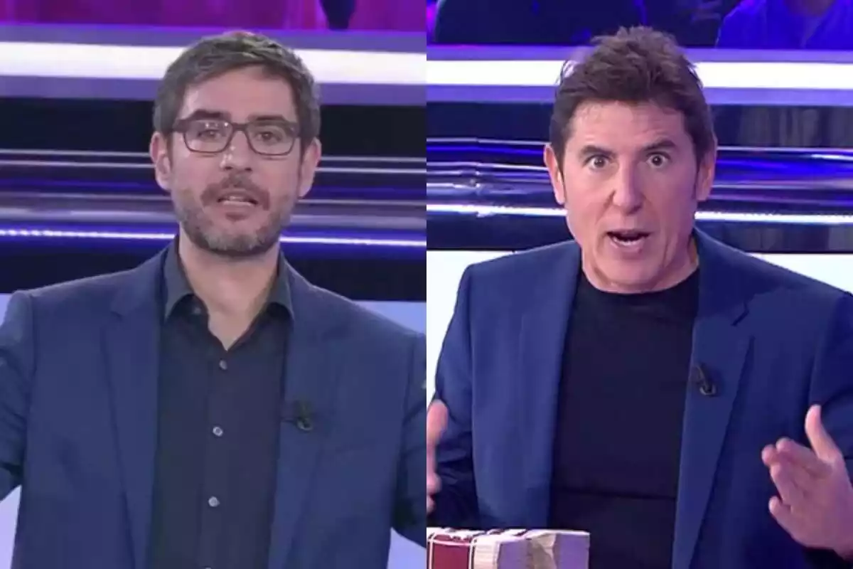 Montaje de Juanra Bonet y Manel Fuentes como presentadores de Atrapa un Millón en Antena 3 Montaje de Juanra Bonet y Manel Fuentes como presentadores de Atrapa un Millón en Antena 3