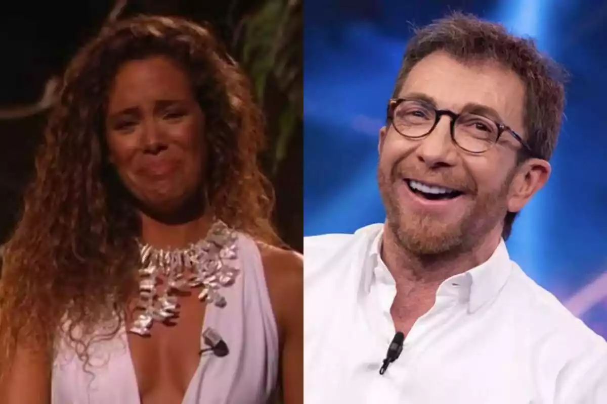 Montaje de Laura Madrueño triste como presentadora de Supervivientes y Pablo Motos riéndose en El Hormiguero Montaje de Laura Madrueño triste como presentadora de Supervivientes y Pablo Motos riéndose en El Hormiguero