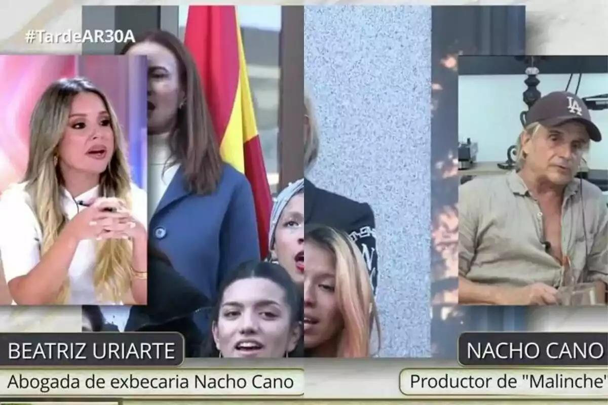 Imagen de TardeAR, donde aparece Beatriz Uriarte, abogada de la exbecaria Nacho Cano, y Nacho Cano, productor de Imagen de TardeAR, donde aparece Beatriz Uriarte, abogada de la exbecaria Nacho Cano, y Nacho Cano, productor de