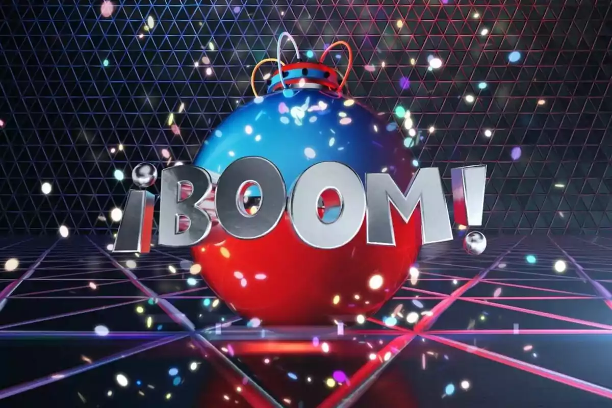 Captura del nuevo logo de '¡Boom!' que es una esfera roja y azul con la palabra Captura del nuevo logo de '¡Boom!' que es una esfera roja y azul con la palabra