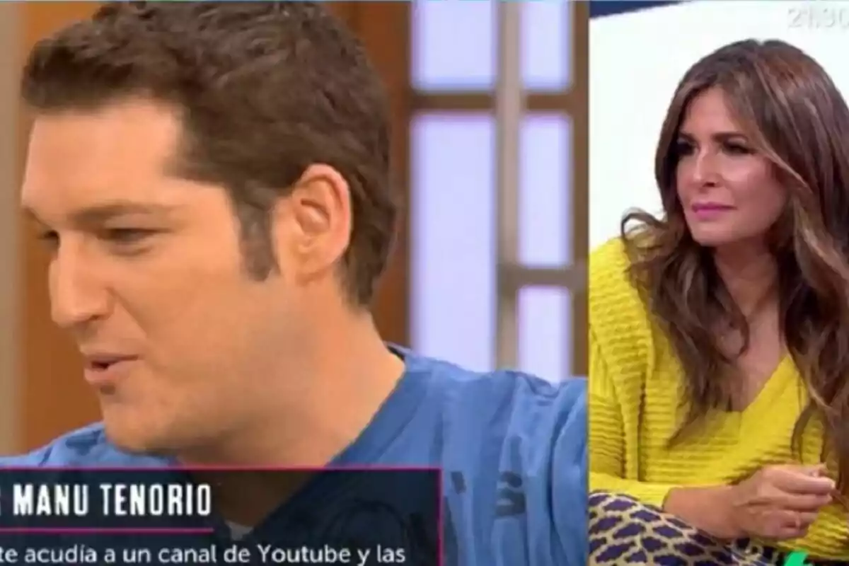 Nuria Roca a l'esquerra a La Roca mirant unes declaracions de Manu Tenorio, Nuria Roca a l'esquerra a La Roca mirant unes declaracions de Manu Tenorio,