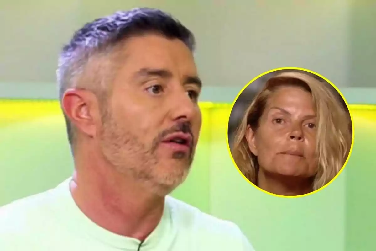 Pepe del Real hablando en un entorno iluminado en Vamos a ver con un recuadro que muestra a Makoke de cabello rubio en Supervivientes.