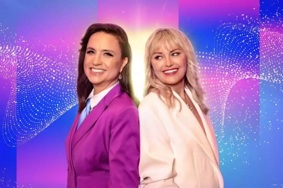 Fotografía de Petra Mede y Malin Åkerman como presentadoras de Eurovisión 2024 Fotografía de Petra Mede y Malin Åkerman como presentadoras de Eurovisión 2024